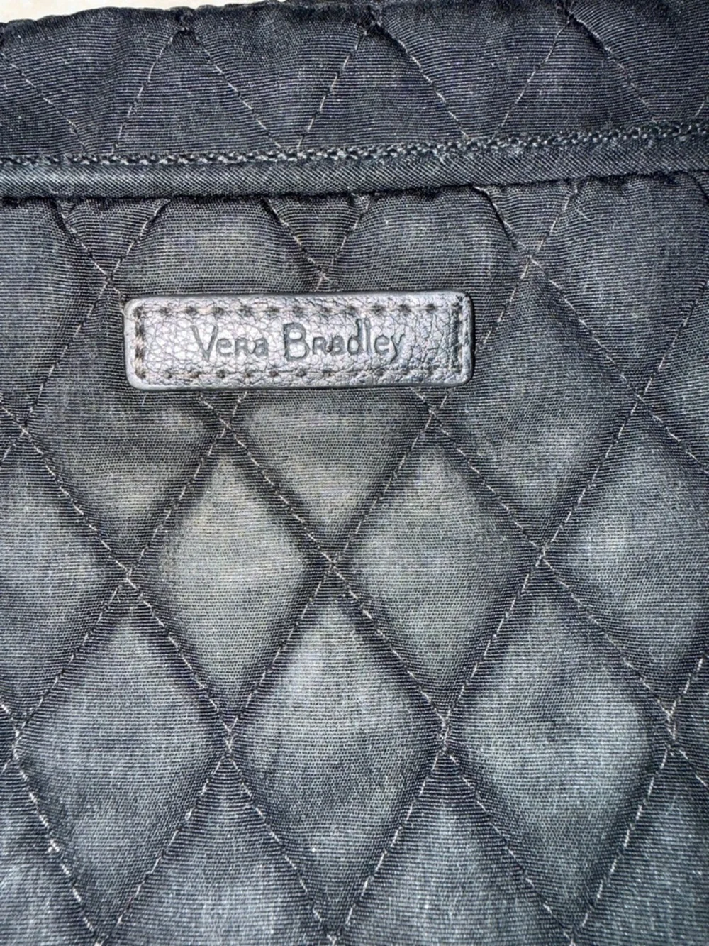 Vera Bradley Black Quilted Crossbody Bag w/ Floral Interior - Picture 2 of 12